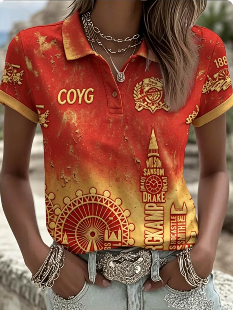 Kvinders RED CITY FOREVER Printed polo T-shirt