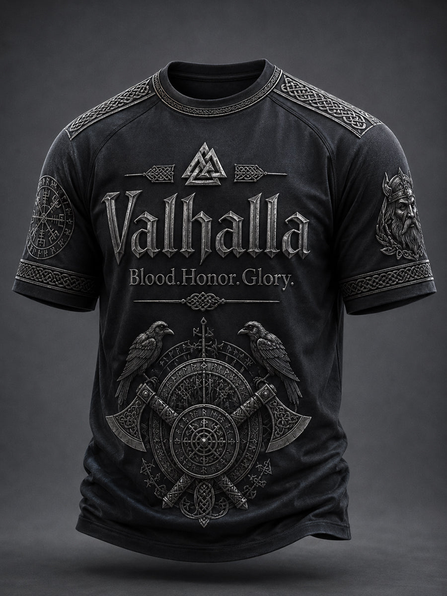 Mænds Valhalla printet casual t-shirt med korte ærmer