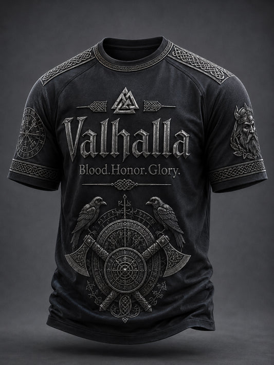 Mænds Valhalla printet casual t-shirt med korte ærmer