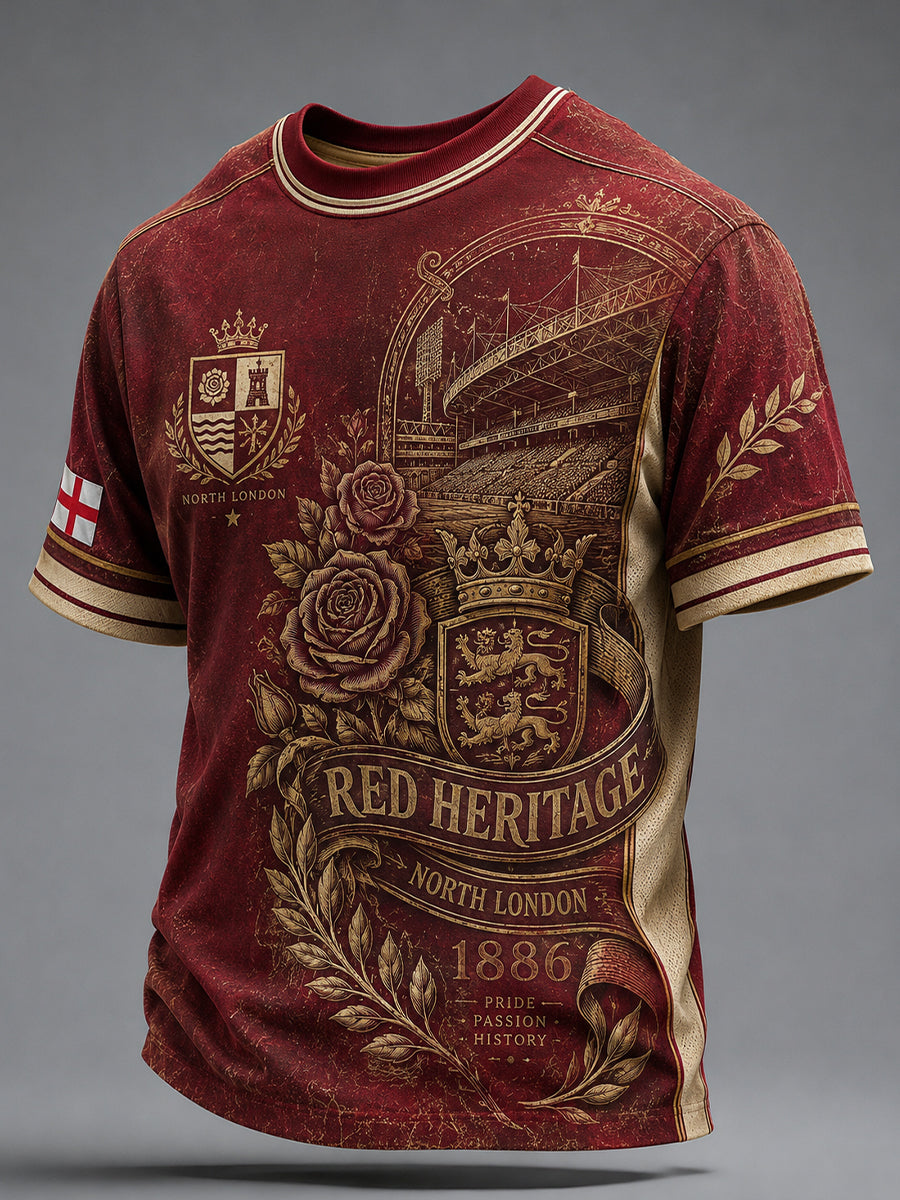 Retro nordlondonisk glæde rød fodboldfan kunstprint afslappet trøje
