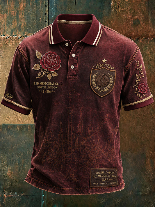 Retro North London Glory Rød fodbold Fan Art Print Casual Jersey.