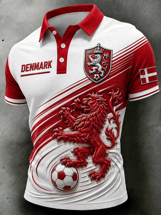 Mænds løve Print Short-ærme Polo skjjorte