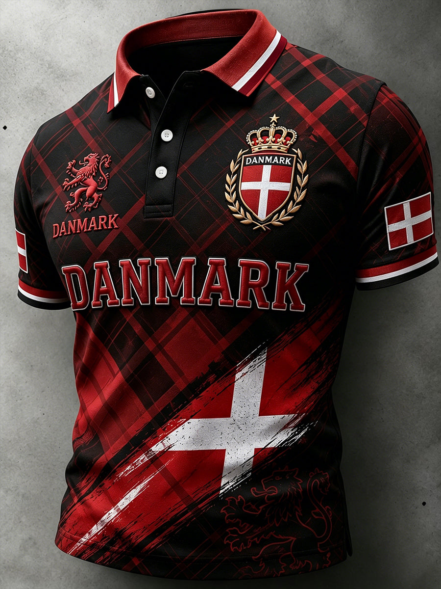 Mænds nødlidende løve print kortærmede Polo skjorte