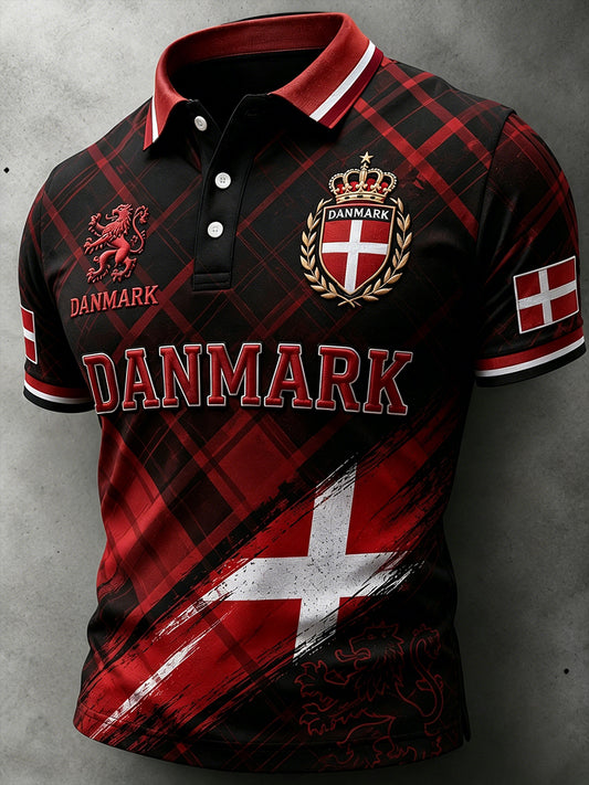 Mænds nødlidende løve print kortærmede Polo skjorte