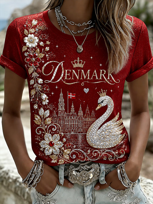 Kvinders kortærmede T-shirt med Gemstone Sequin Print
