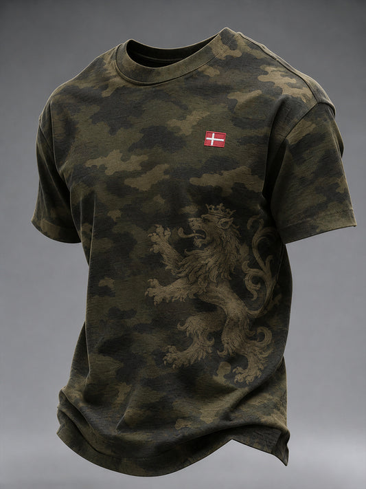 Mænds Retro Camouflage Print Kort-ærme T-shirt