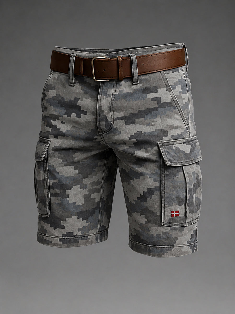 Mænds Retro Camouflage Print Short Cargo Buks