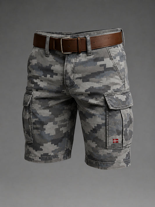 Mænds Retro Camouflage Print Short Cargo Buks