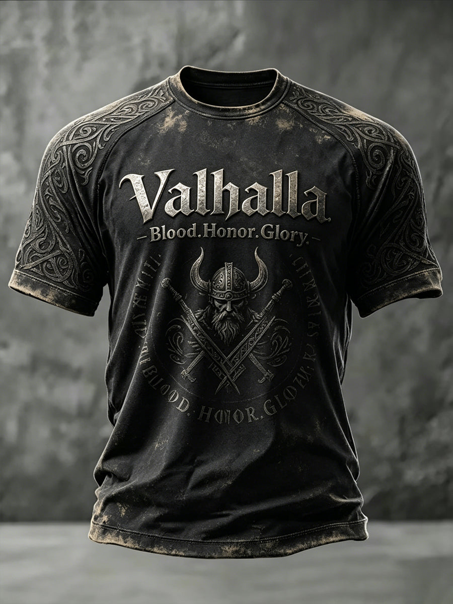 Mænds Valhalla Printed Casual korte ærmer t-shirt