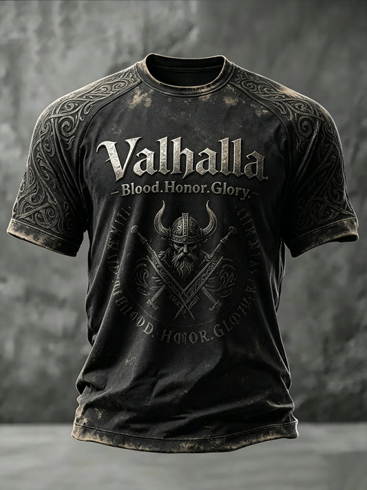 Mænds Valhalla Printed Casual korte ærmer t-shirt
