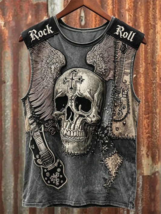 Mænds Rock N Roll Skull med vinger Art Print Racket Veste