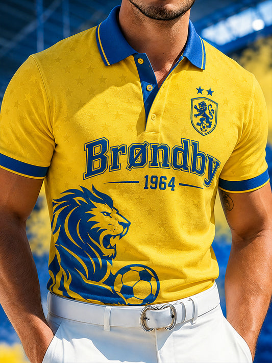 Mænds poloshirt med korte ærmer og fodboldprint