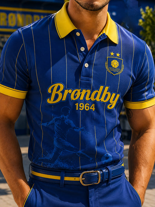 Mænds kortærmede Polo skjorte med fodbold print