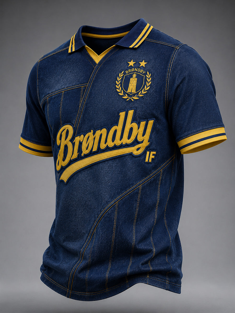 Mænds poloshirt med korte ærmer og fodboldprint