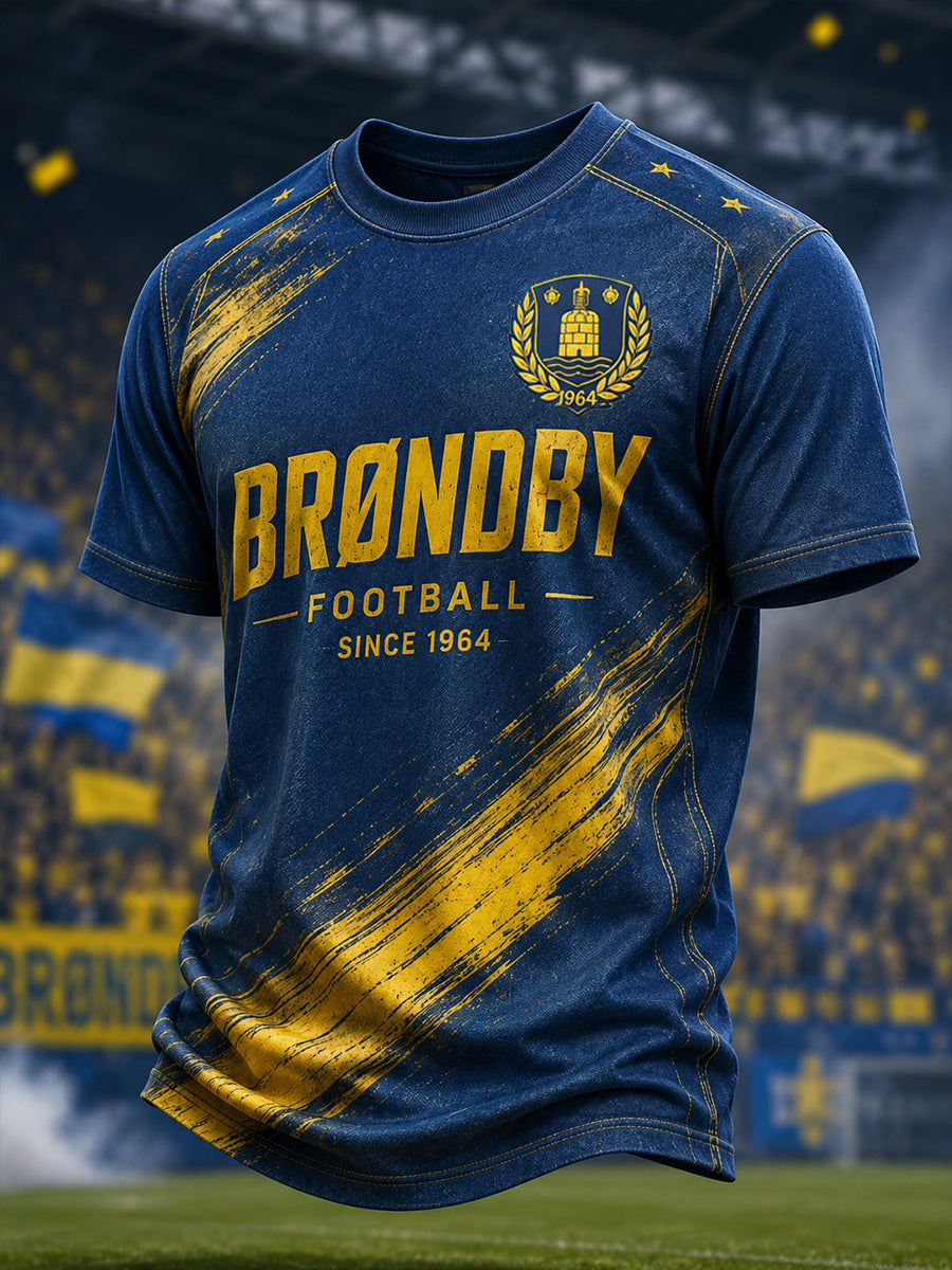 Mænds T-shirt med korte ærmer og fodboldprint