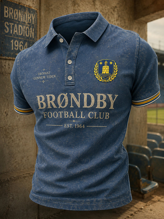 Mænds poloshirt med korte ærmer og fodboldprint