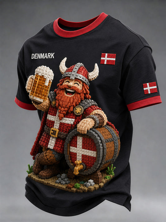 Mænds kunstnerisk vikingeblok Print Kortærme T-shirt