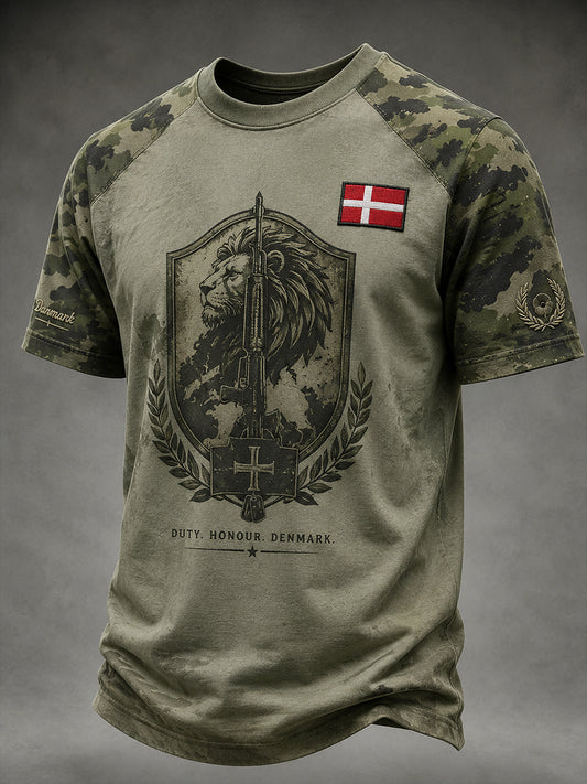 Mænds nødlidende militær funktionelle taktisk print kortærme T-shirt