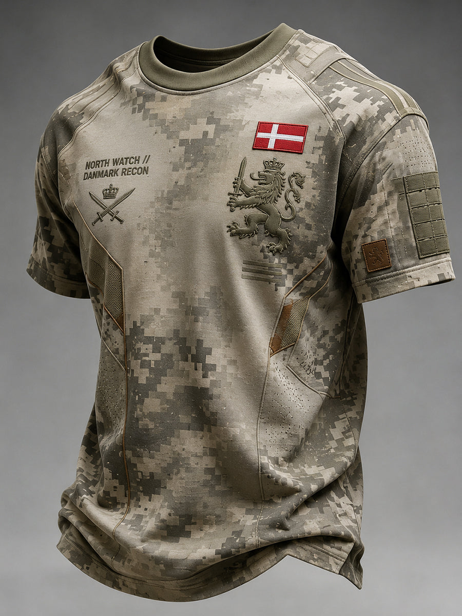 Mænds taktisk camouflage Print kortærme T-shirt