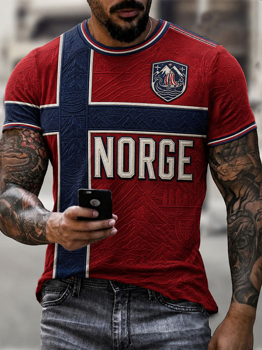 Menns Norge Fotball Trykt T-skjorte