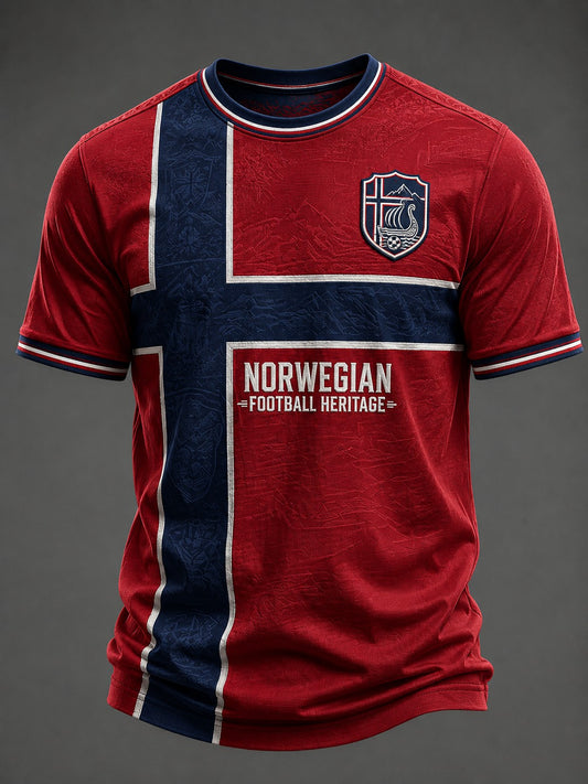 Menns Norge Fotball Trykt T-skjorte