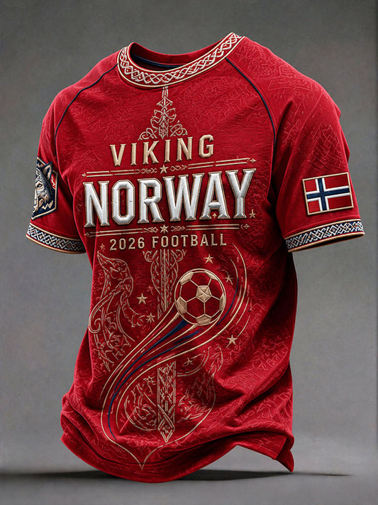 Menns T-skjort til Norge fotballstil 2026.