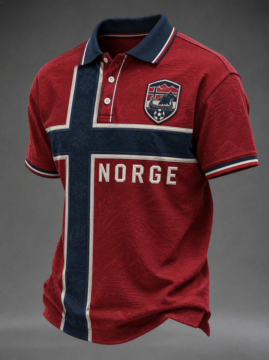 Herrers Norge fotballskjorte med trykk