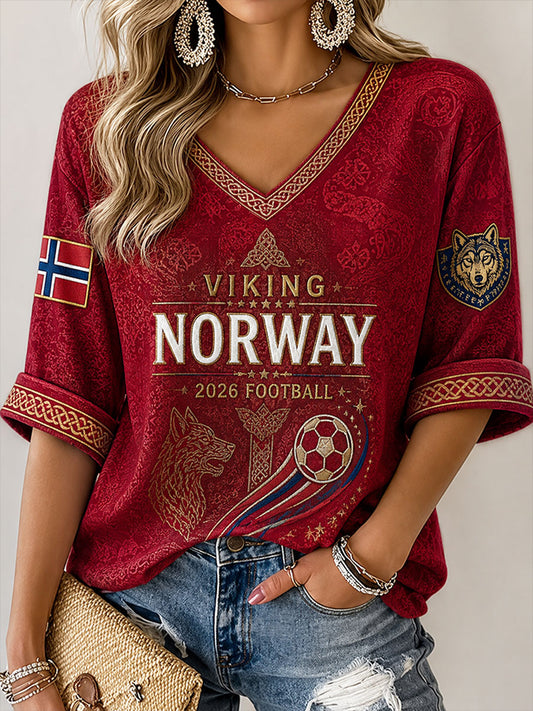Kvinnelig fotballt-skjorte i Norgesstil, 2026
