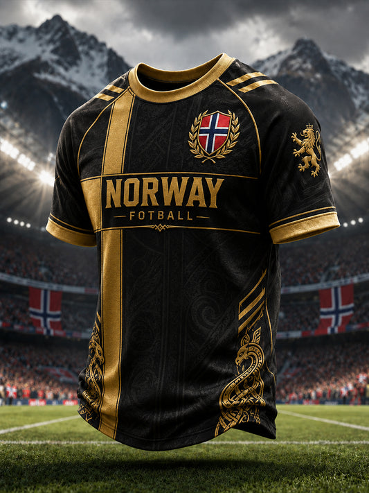 Herre-Viking-fotballtrykk t-skjorte med korte ermer