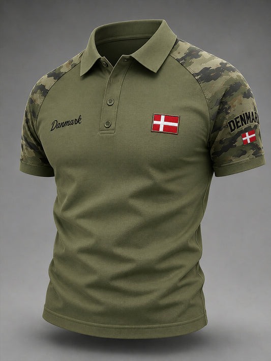 Mænds Retro militær camouflage Print Short-Sleeve Polo skjorte