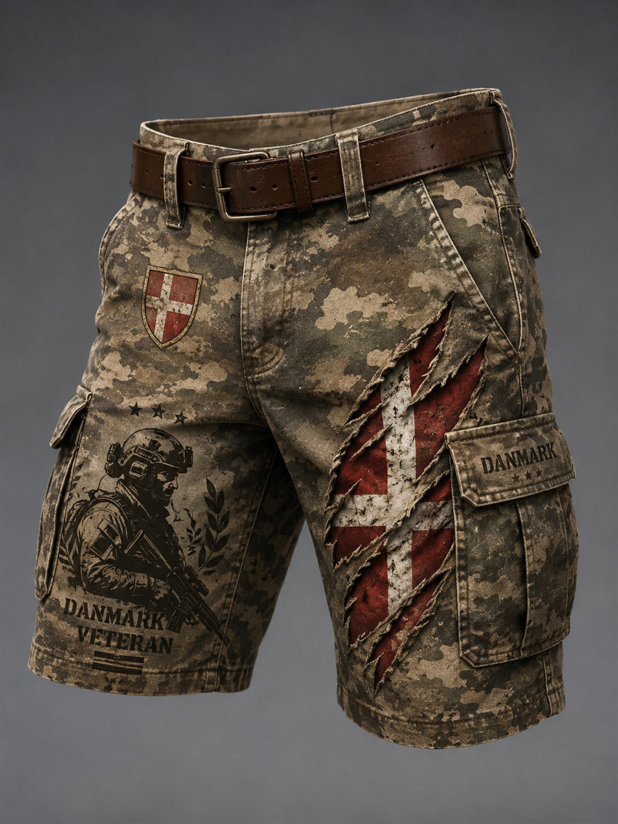 Mænds Retro militær camouflage Print korte fragtbukser
