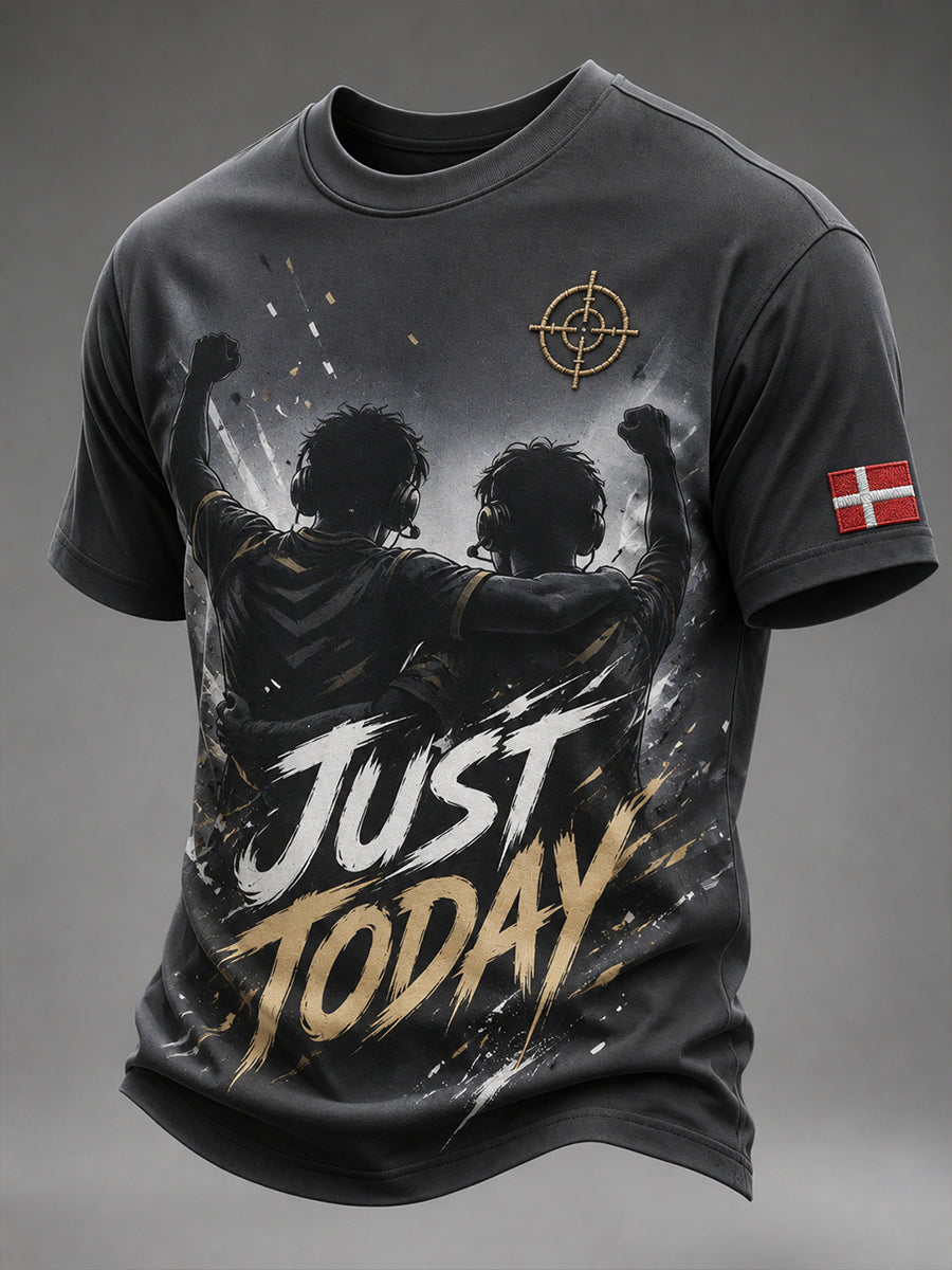Mænds E-sportsturneringsheldagsprint T-shirt med korte ærmer