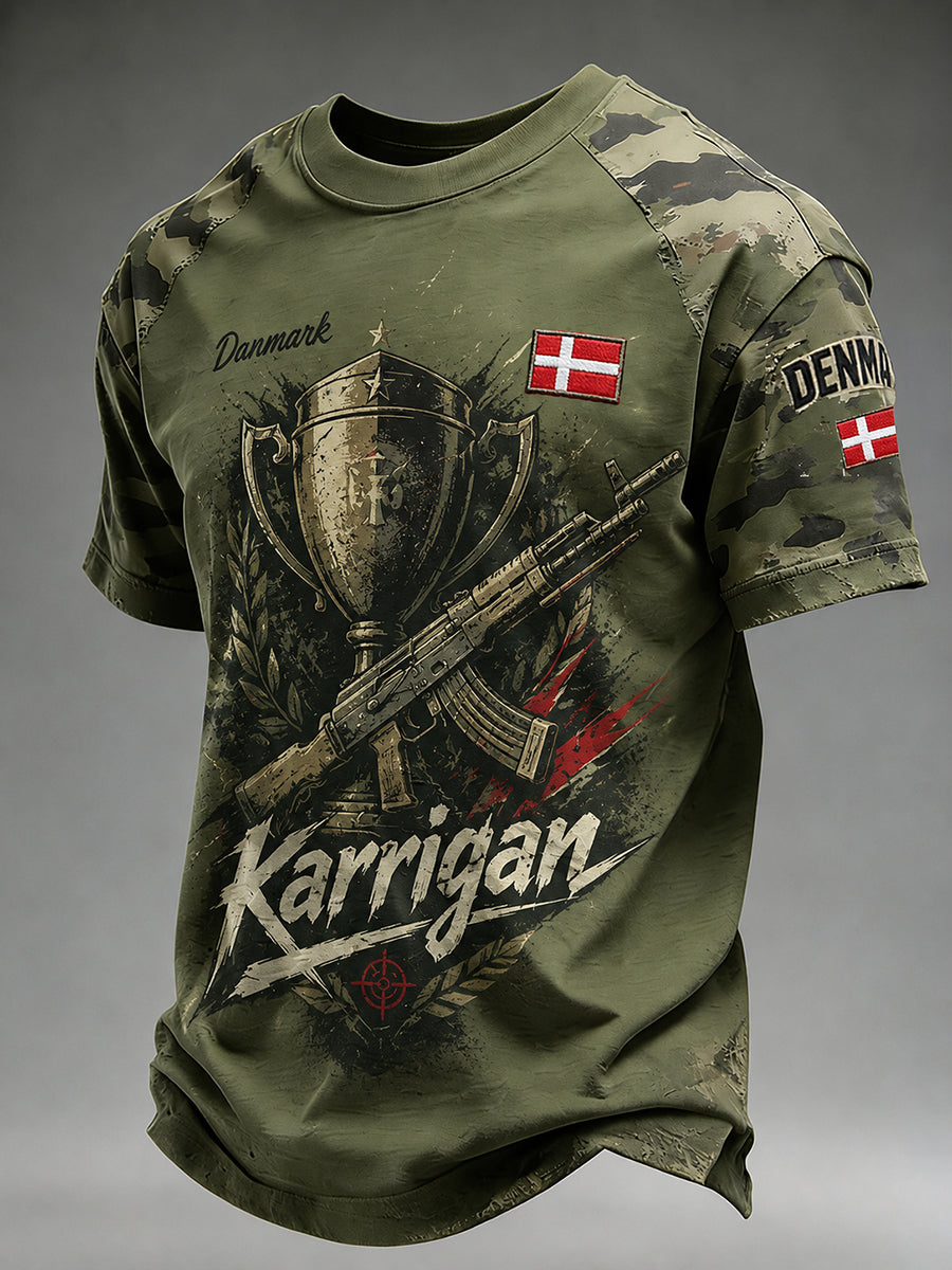 Mænds E-sportsturneringsheldagsprint T-shirt med korte ærmer