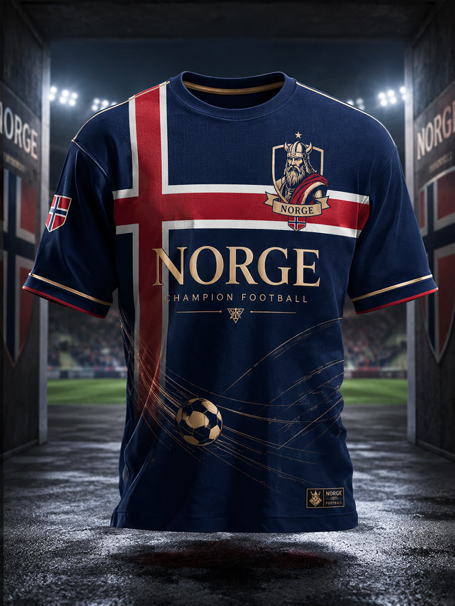 Menns norsk fotballkamp heieelement kunsttrykk t-skjorte