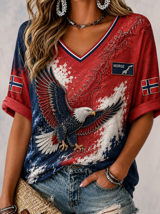 Retro norsk dyreart Skriv ut Casual Topp