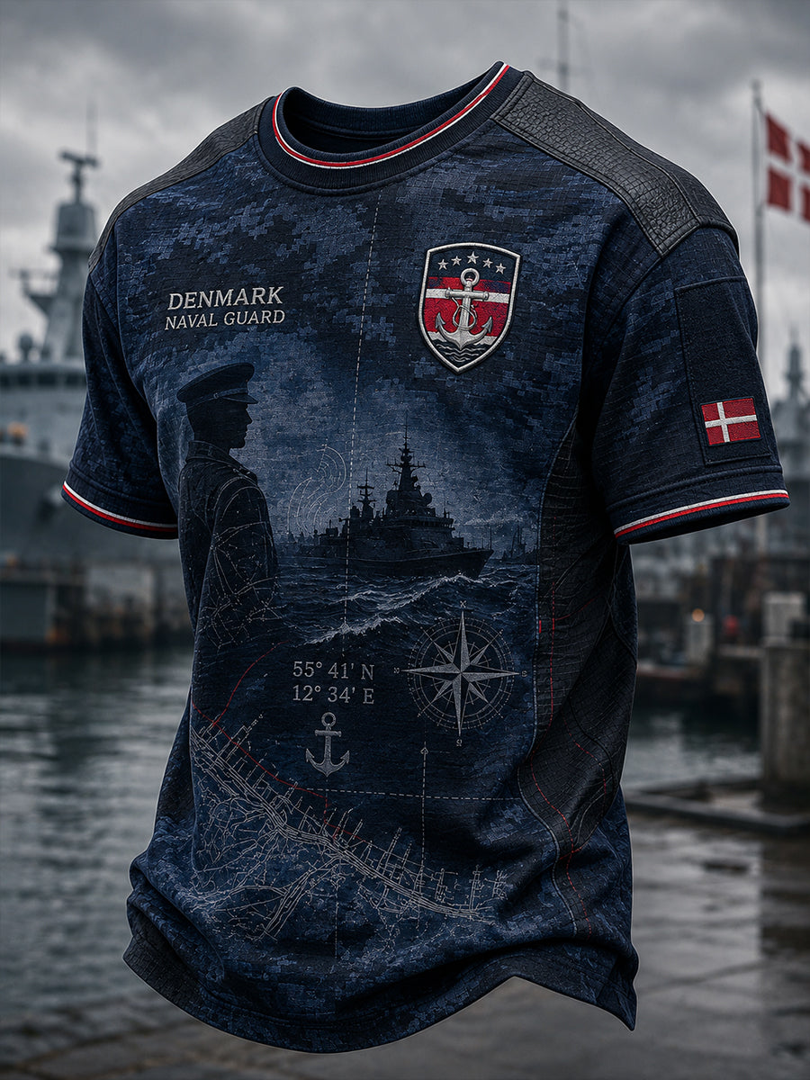 Mænds retro militær camouflageprint t-shirt med korte ærmer
