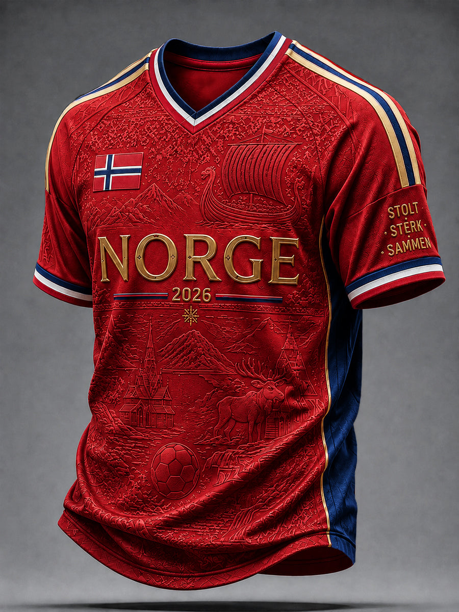 Norge 2026 Classic Casual V-hals T-shirt