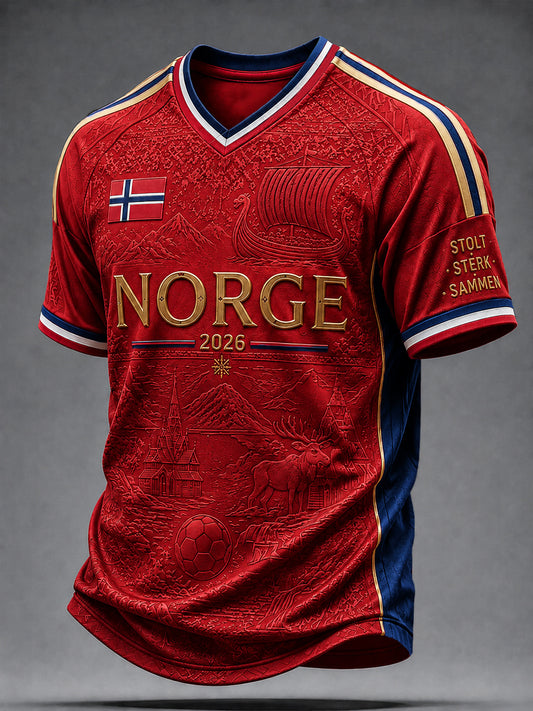 Norge 2026 Classic Casual V-hals T-shirt