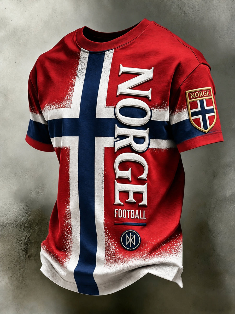 Retro Nordic Stil Norge fotballfan kunst Skriv ut Casual JerseyName