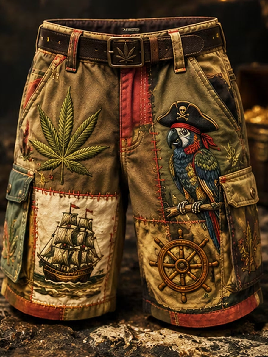 Menns papegøye bladbåt mørk kunst print uformelle shorts