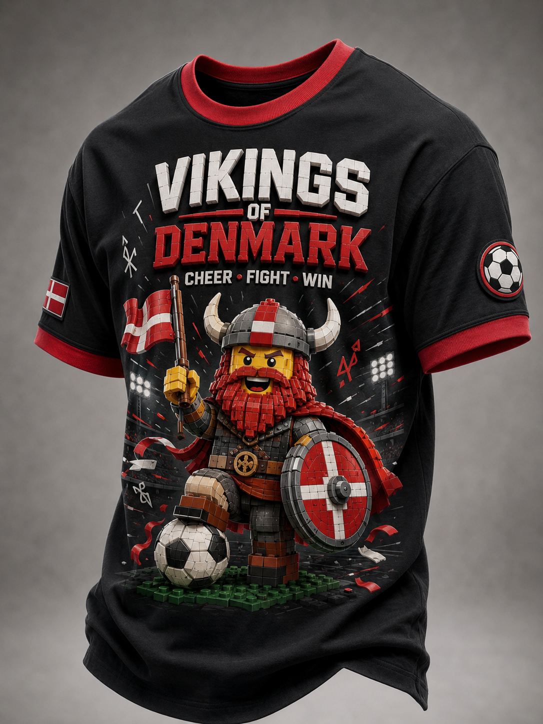 Mænds danske vikinger T-shirt med korte ærmer