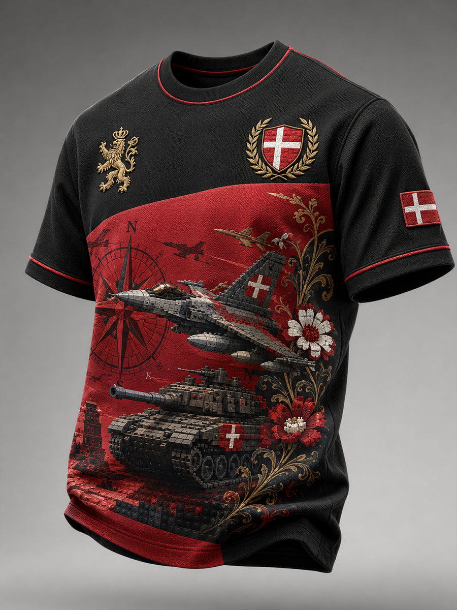 Mænds kortærme T-shirt med Vintage Militær-stil Print