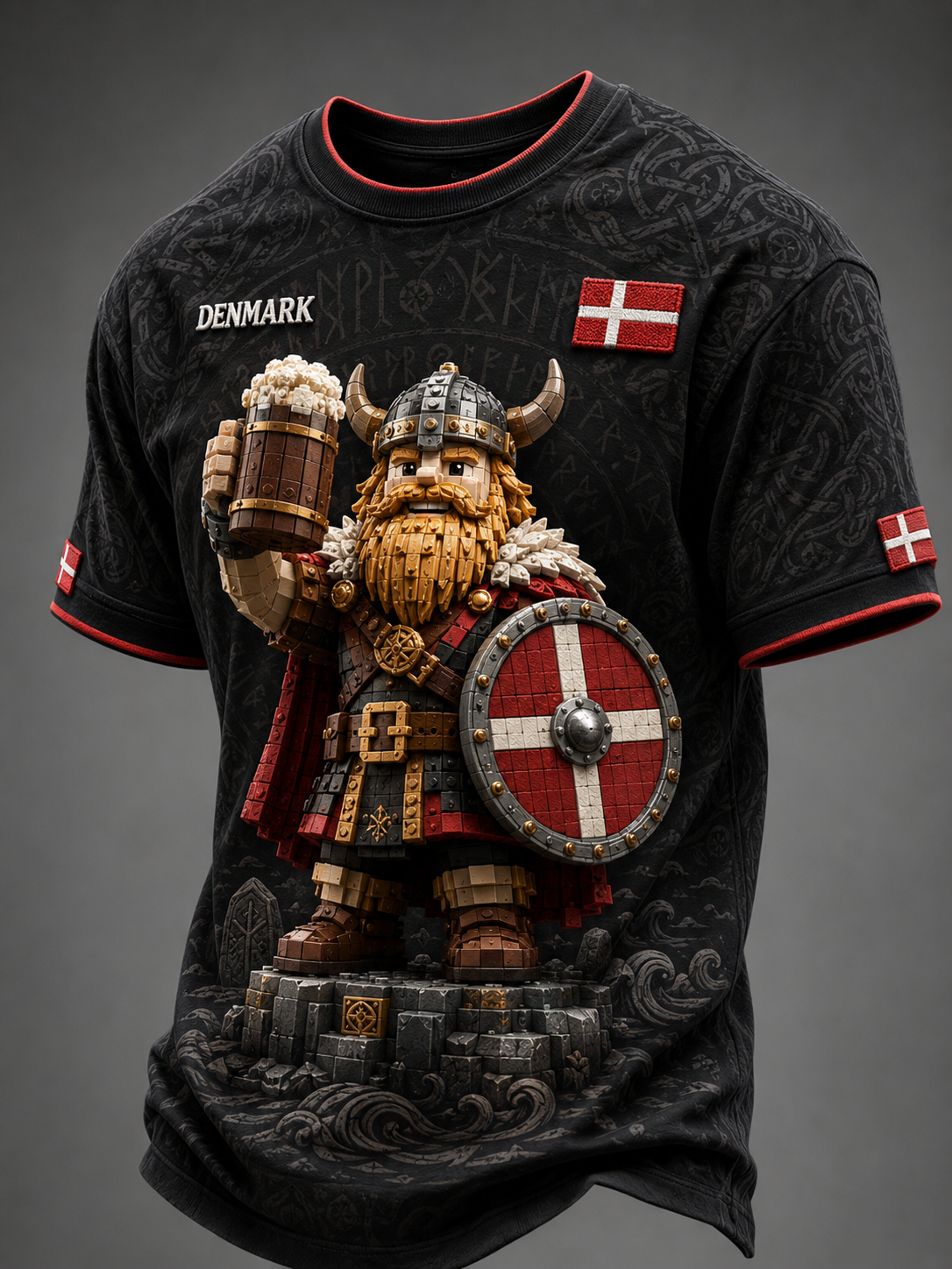 Mænds danske vikinger T-shirt med korte ærmer