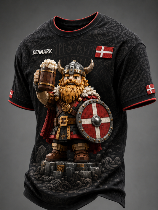 Mænds danske vikinger T-shirt med korte ærmer