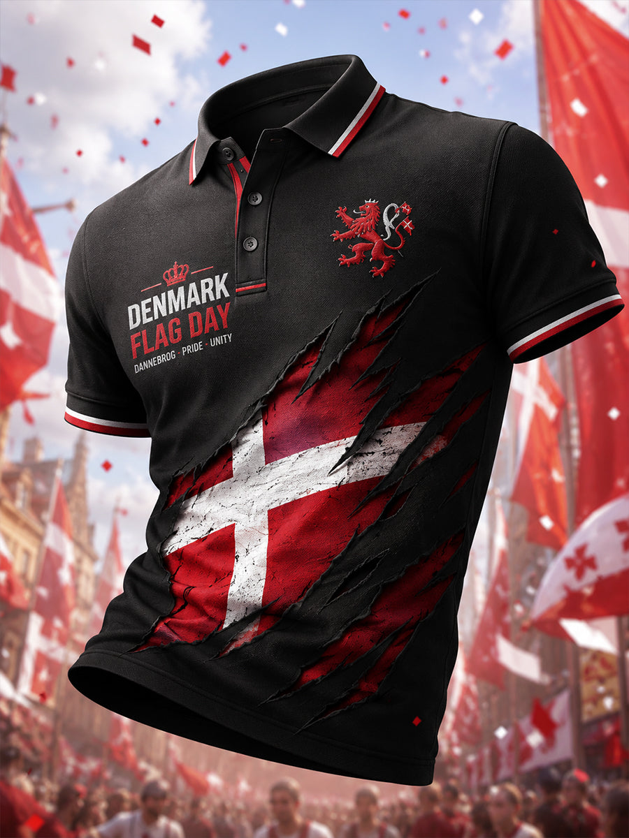 Mænds kortærme Polo skjorte med flag-temade fejring Print