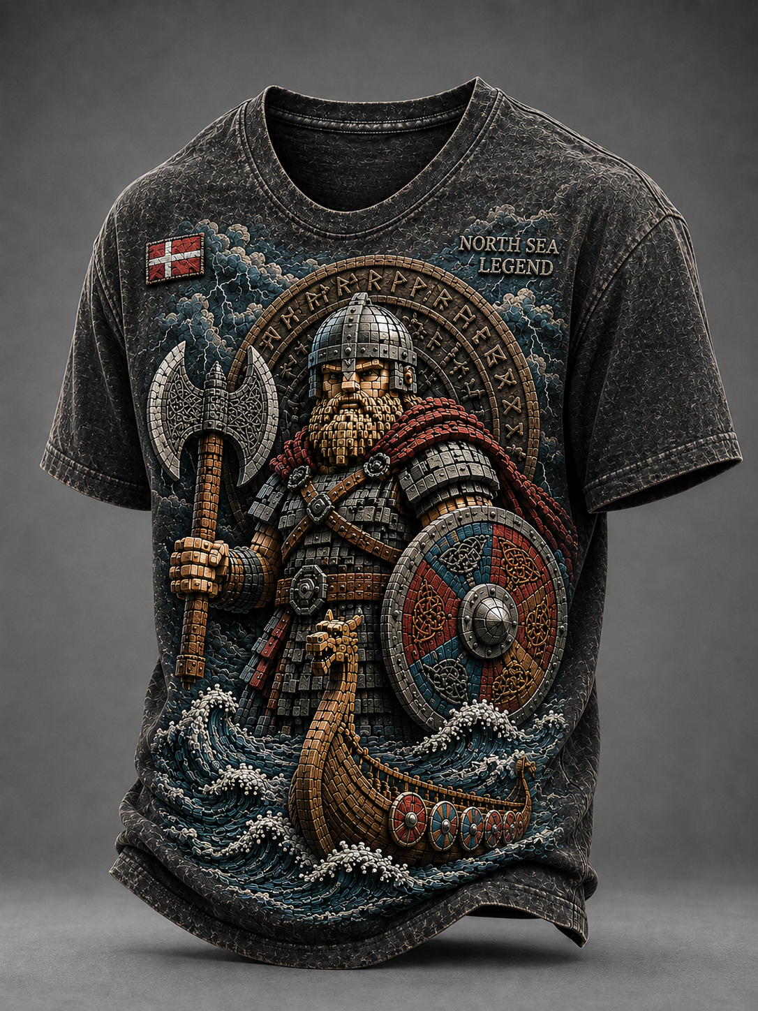 Mænds danske vikinger T-shirt med korte ærmer