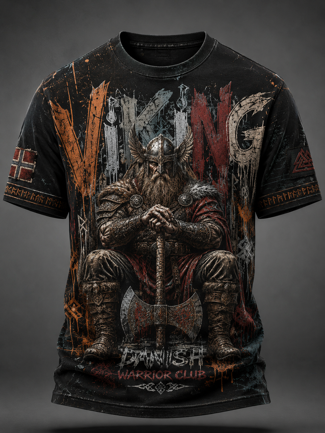 Mænds danske vikinger T-shirt med korte ærmer