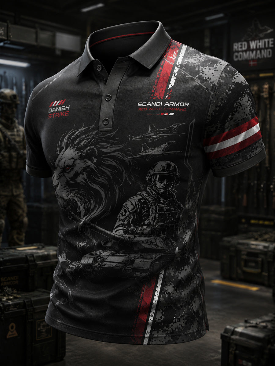 Mænds poloshirt med korte ærmer og militær camouflageprint