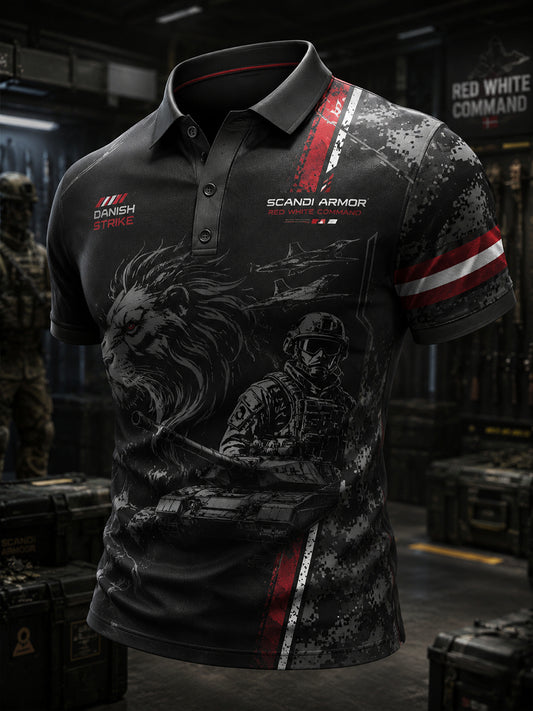 Mænds poloshirt med korte ærmer og militær camouflageprint
