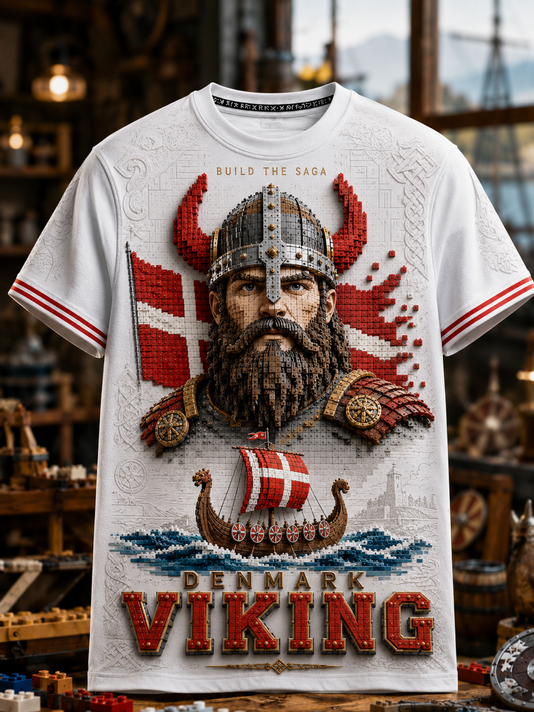 Mænds danske vikinger T-shirt med korte ærmer
